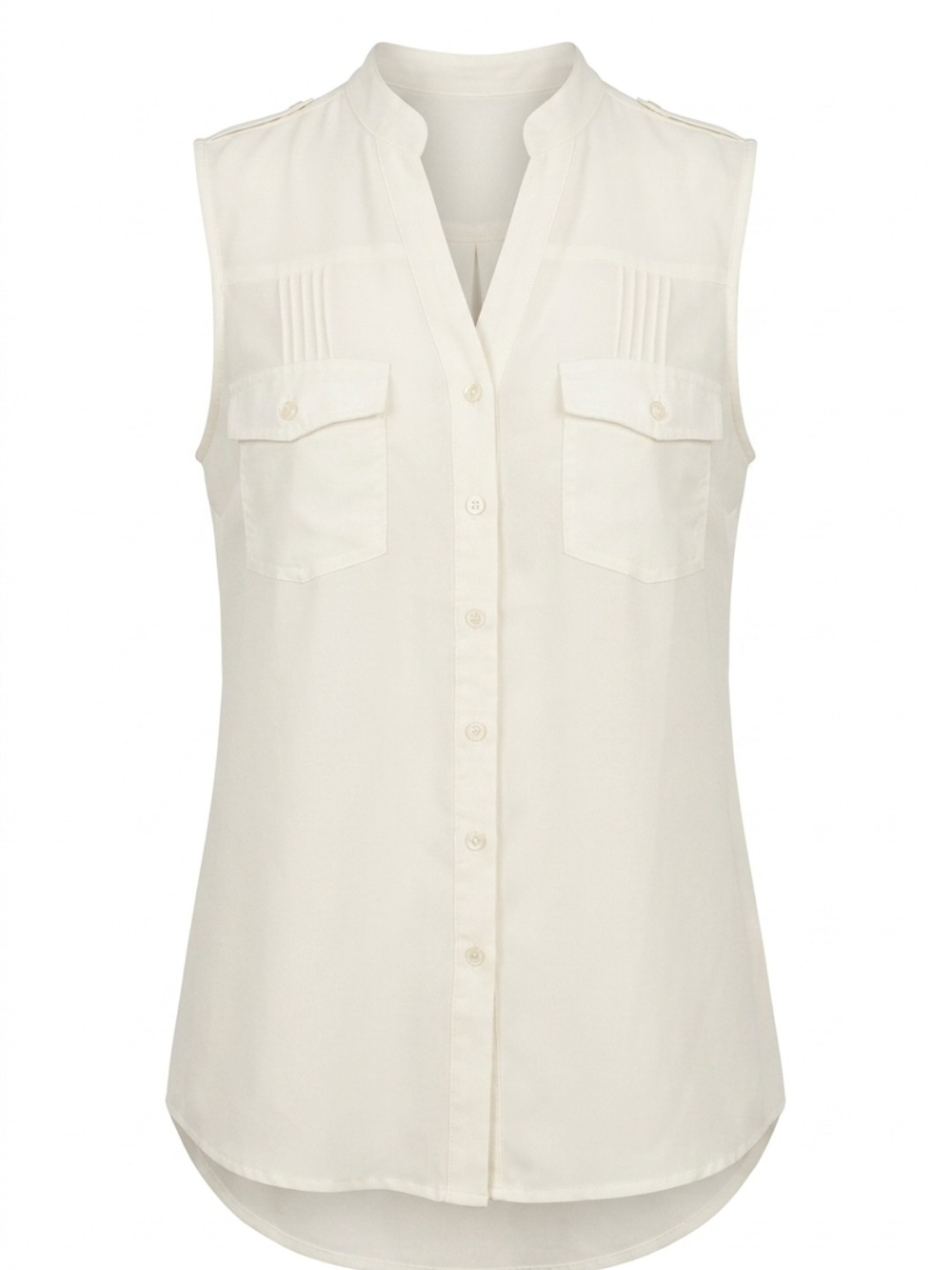 Spense Sleeveless Button-Front Utility Top in Cream